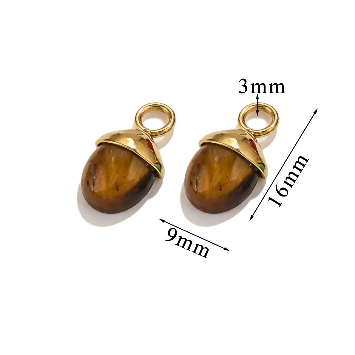 Jewelry Accessories Stainless Steel Natural Stone Pine Cone And Oval Shaped Pendant Electroplated 18K Gold - Image 10