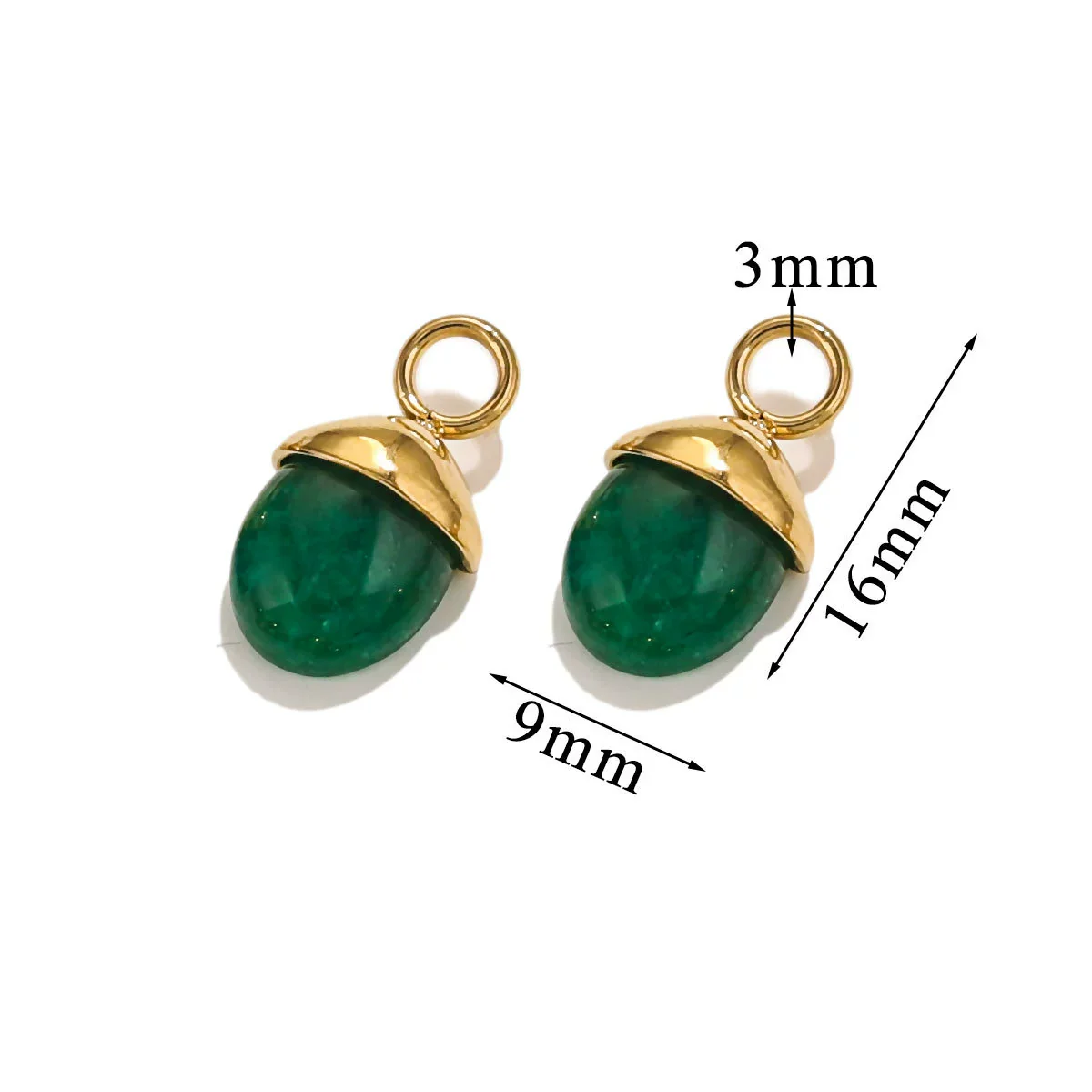 Jewelry Accessories Stainless Steel Natural Stone Pine Cone And Oval Shaped Pendant Electroplated 18K Gold - Image 11