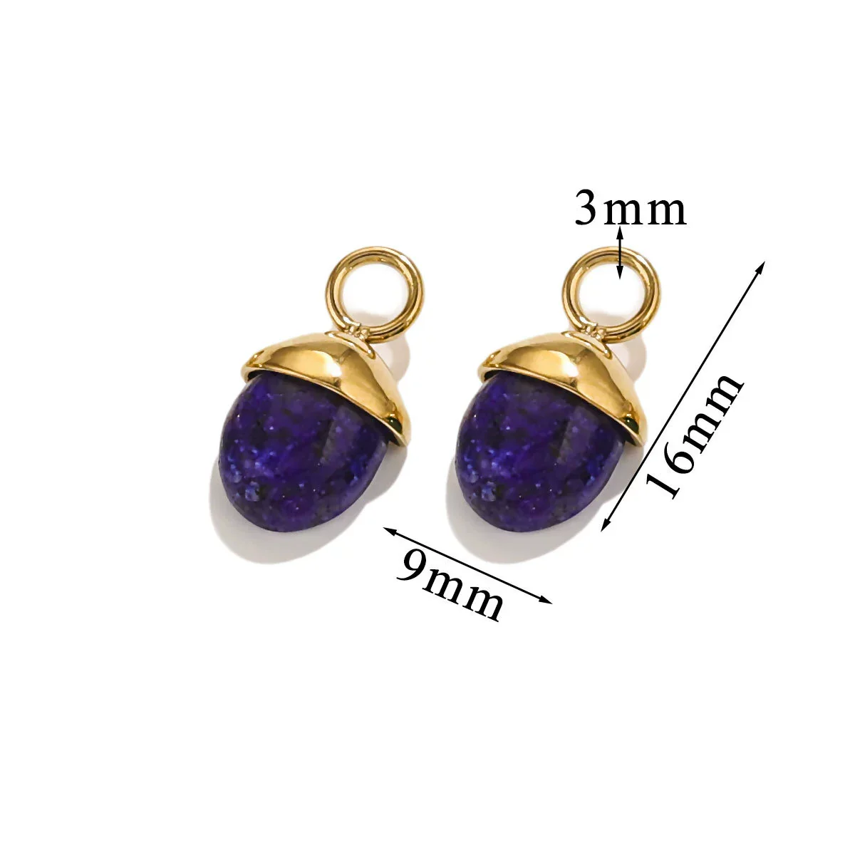 Jewelry Accessories Stainless Steel Natural Stone Pine Cone And Oval Shaped Pendant Electroplated 18K Gold - Image 12