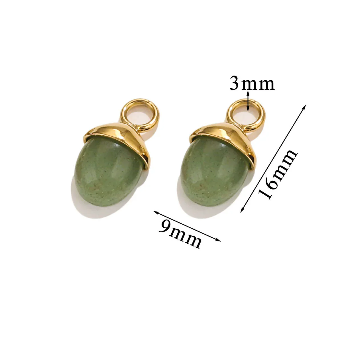 Jewelry Accessories Stainless Steel Natural Stone Pine Cone And Oval Shaped Pendant Electroplated 18K Gold - Image 13