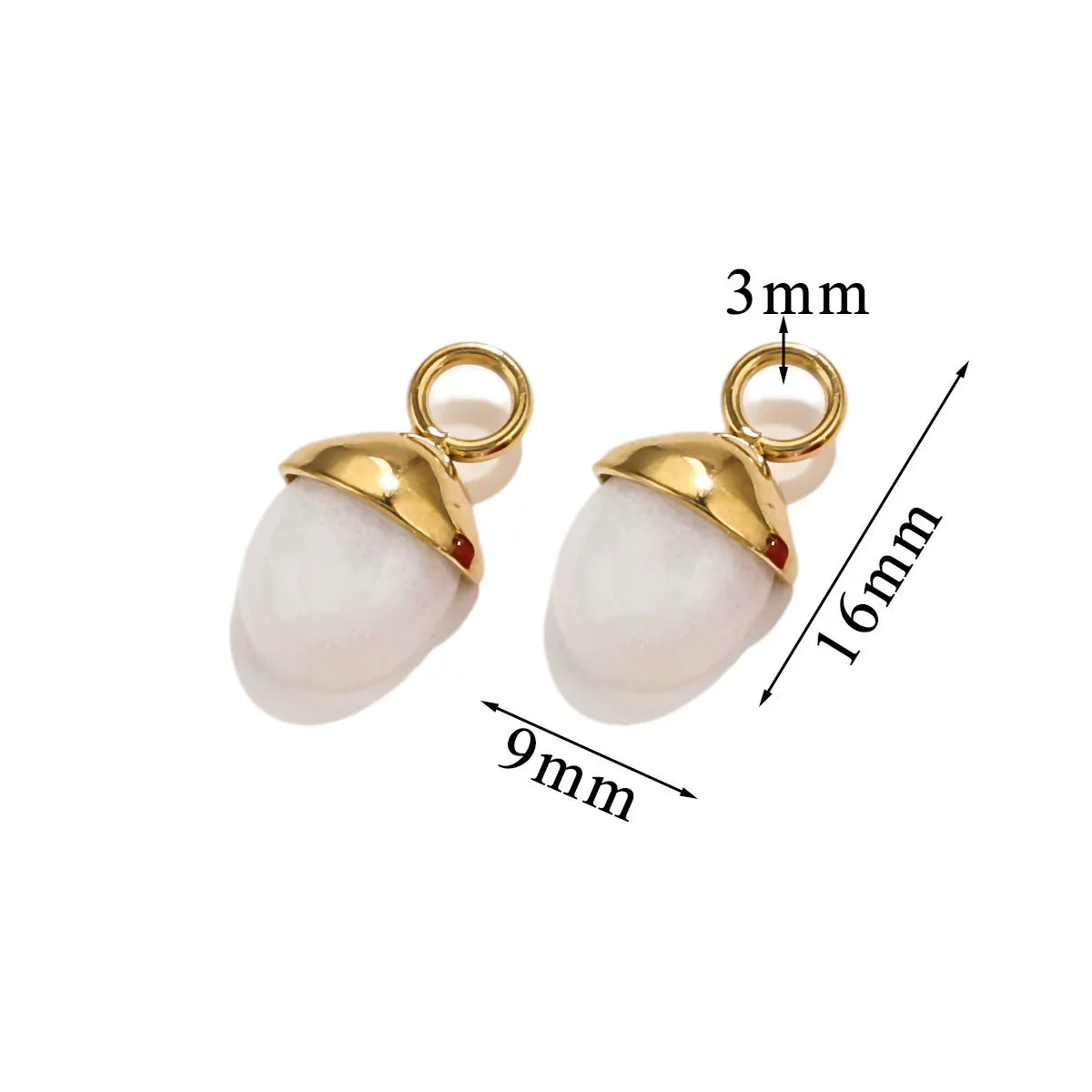 Jewelry Accessories Stainless Steel Natural Stone Pine Cone And Oval Shaped Pendant Electroplated 18K Gold - Image 15