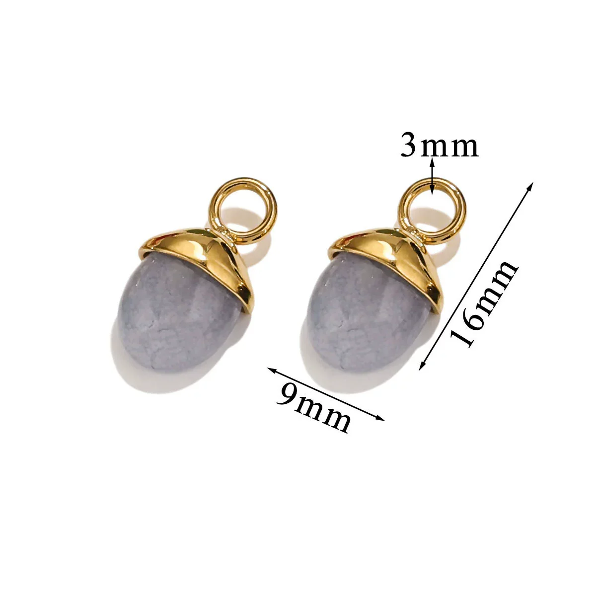Jewelry Accessories Stainless Steel Natural Stone Pine Cone And Oval Shaped Pendant Electroplated 18K Gold - Image 6