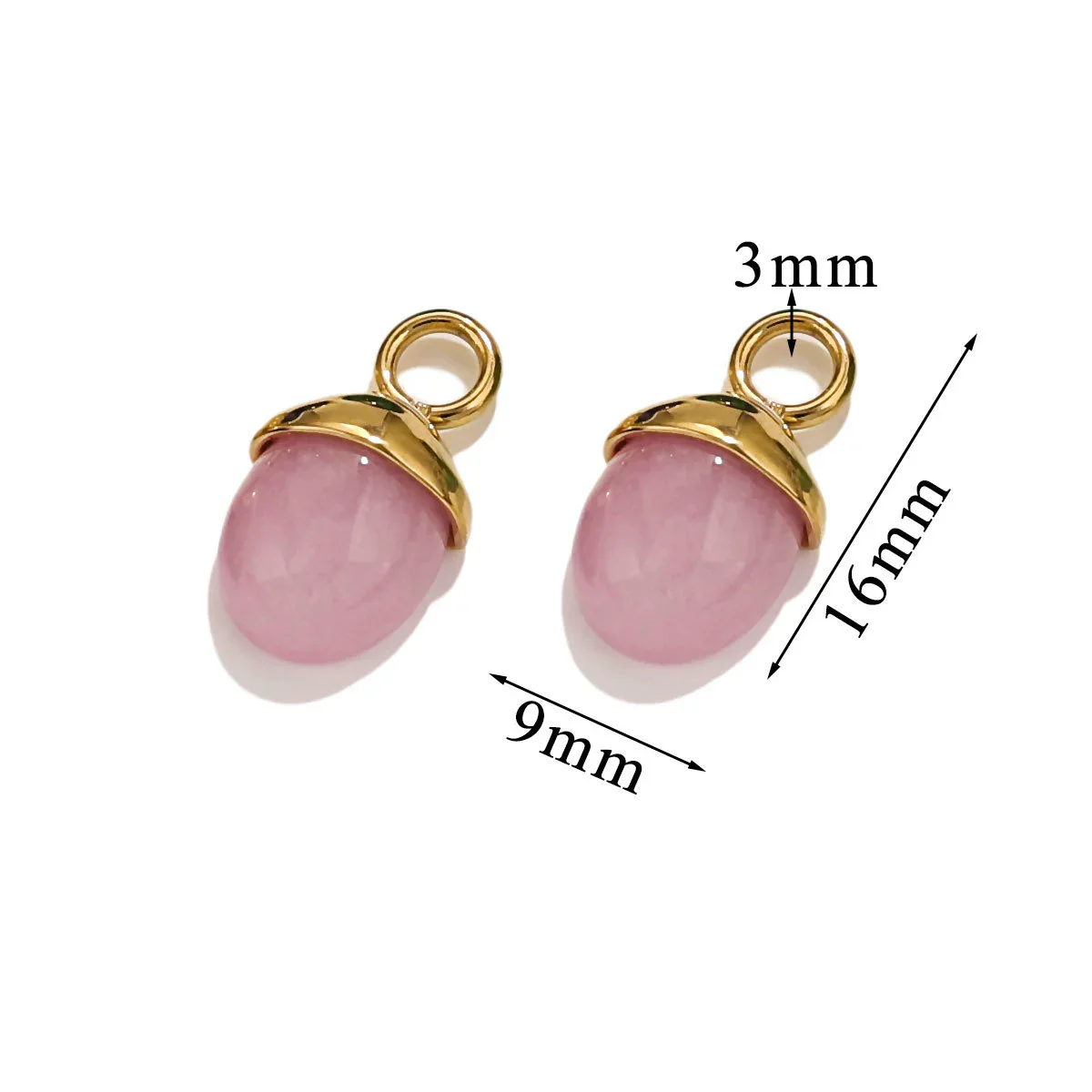 Jewelry Accessories Stainless Steel Natural Stone Pine Cone And Oval Shaped Pendant Electroplated 18K Gold - Image 8