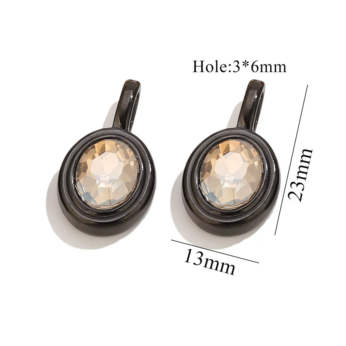 Jewelry Accessories Stainless Steel Oval Rhinestone Bead Pendant 18K Gold Electroplated - Image 20