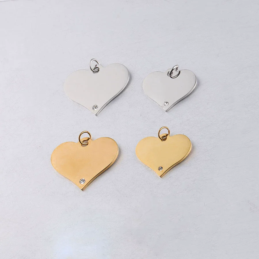 Jewelry Accessories Stainless Steel Peach Heart Pendant Bracelet Necklace With Diamond Vacuum Electroplated And Fine Polished Glossy Style