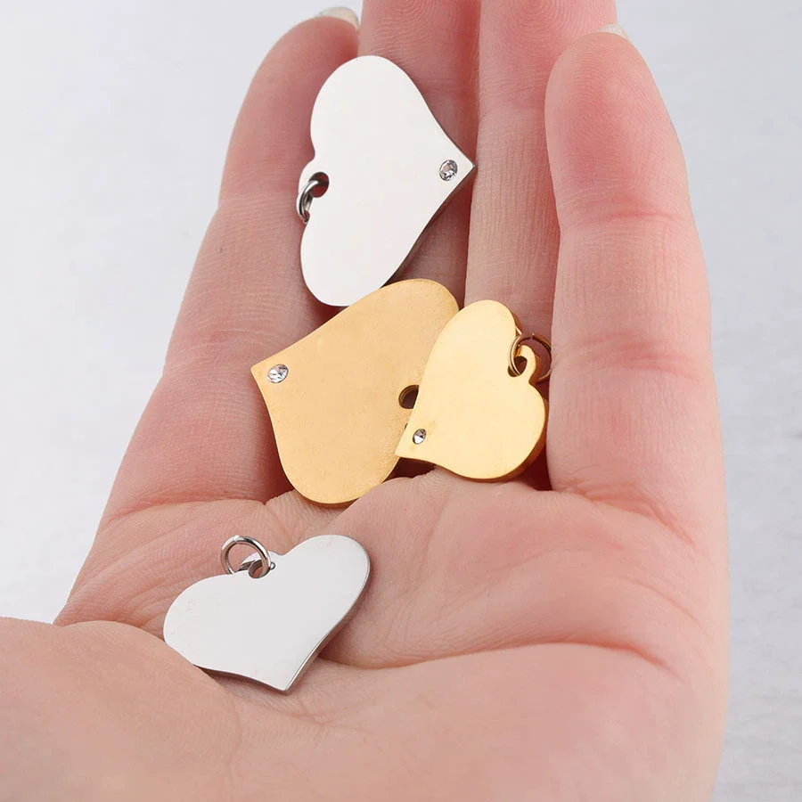 Jewelry Accessories Stainless Steel Peach Heart Pendant Bracelet Necklace With Diamond Vacuum Electroplated And Fine Polished Glossy Style - Image 2