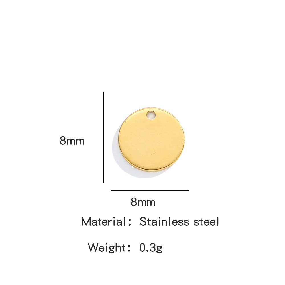 Jewelry Accessories Stainless Steel Real Gold Plated Geometric Round Disc Engraved Inner Hanging Tail Piece - Image 7