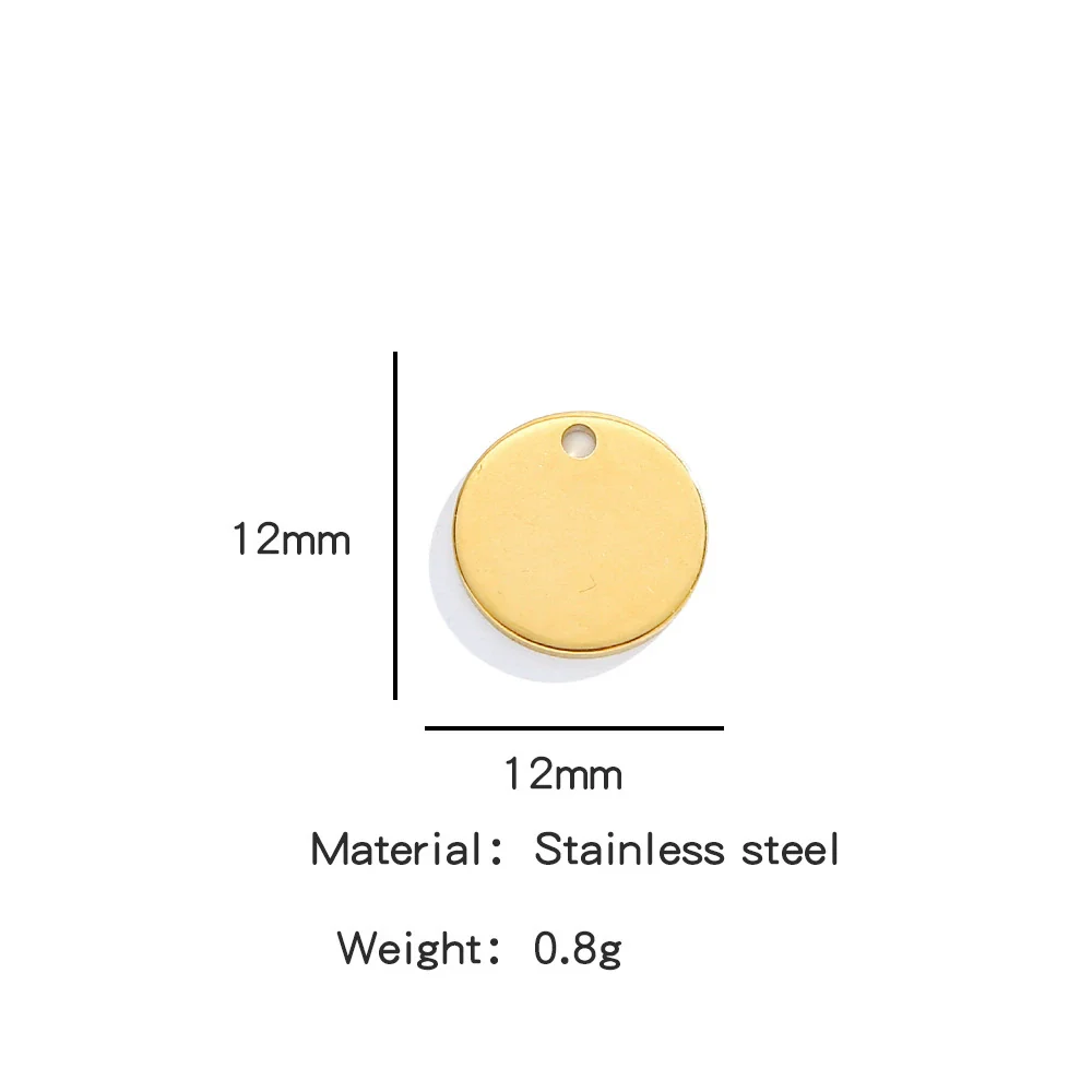 Jewelry Accessories Stainless Steel Real Gold Plated Geometric Round Disc Engraved Inner Hanging Tail Piece - Image 9