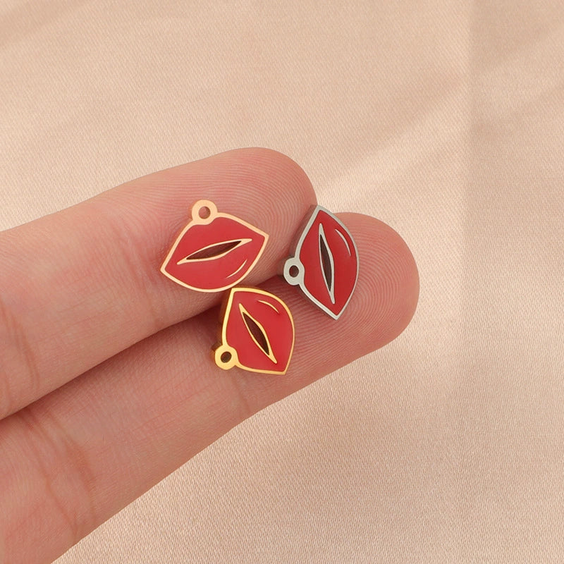 Jewelry Accessories Stainless Steel Red Lips Single Hole Hollow Pendant Fine Polishing Fashion - Image 4