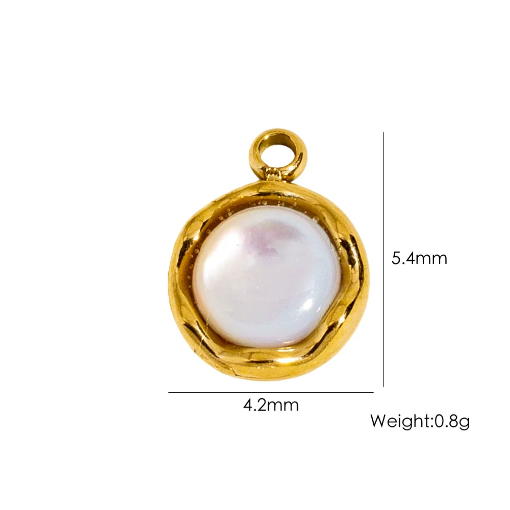 Jewelry Accessories Stainless Steel Retro Simple Geometric Electroplating White Shellfish Natural Stone Zircon Necklace Pendant - Image 8