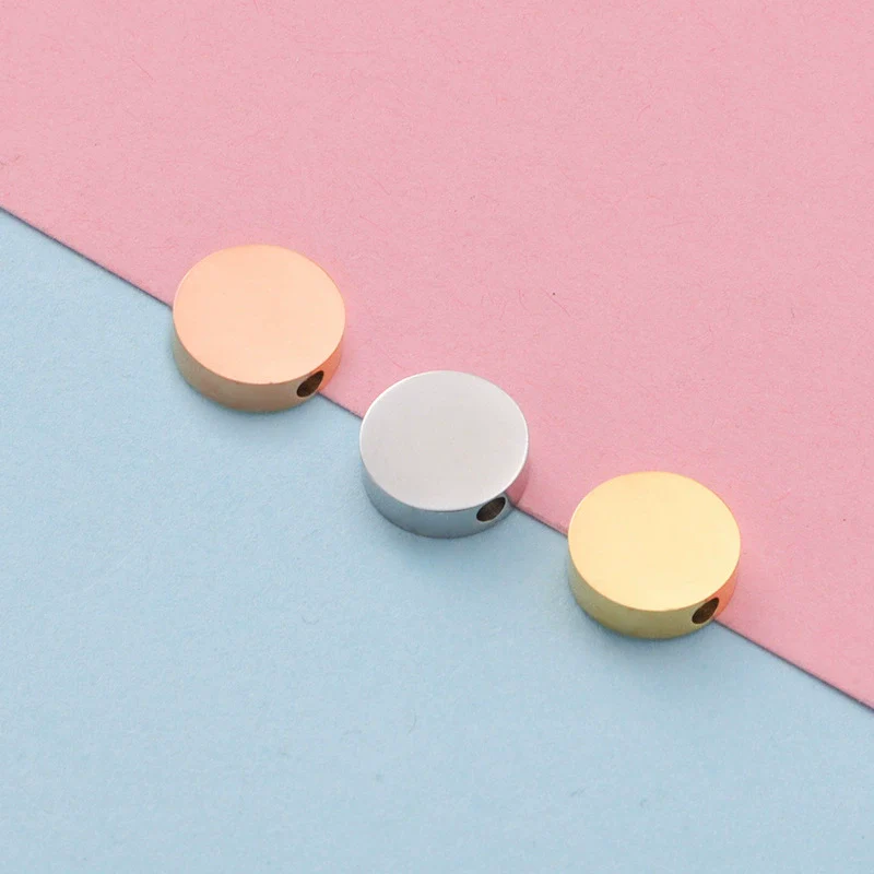 Jewelry Accessories Stainless Steel Round Bead Spacer Fine Polished Engraving Personality Geometric Mirror Finish Polishing