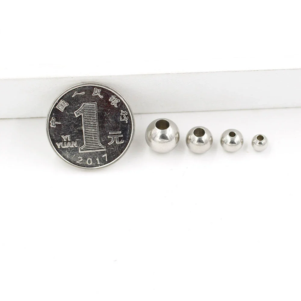 Jewelry Accessories Stainless Steel Round Beads Polishing Smooth Diy Loose Beads - Image 2