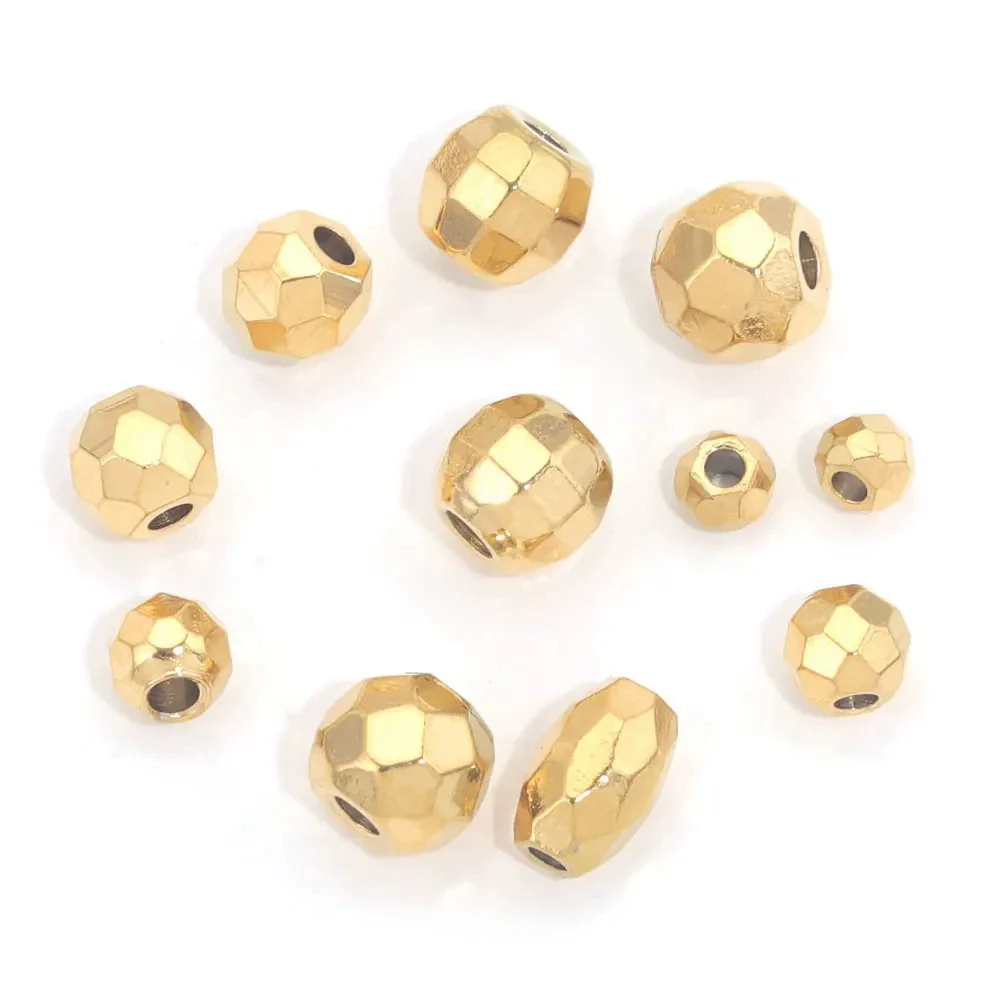 Jewelry Accessories Stainless Steel Round Beads Titanium Steel Arc Beads Vacuum Gold Plated - Image 4