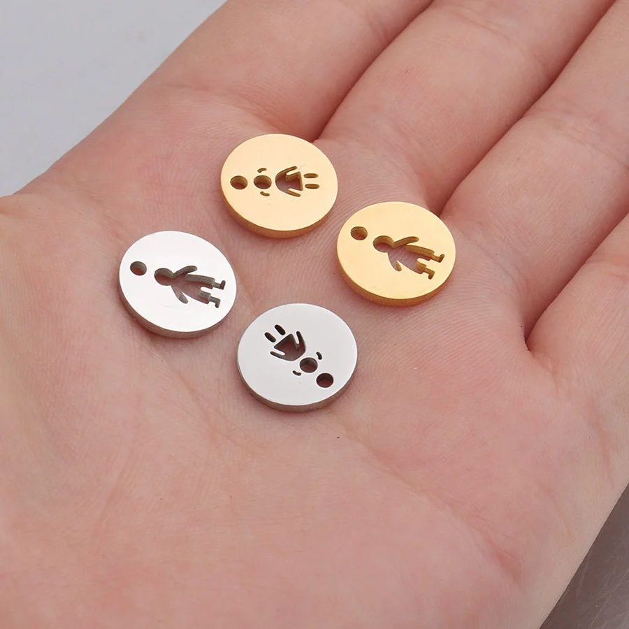 Jewelry Accessories Stainless Steel Round Hollow Humanshaped Fine Polishing Glossy Pendant For Boys And Girls