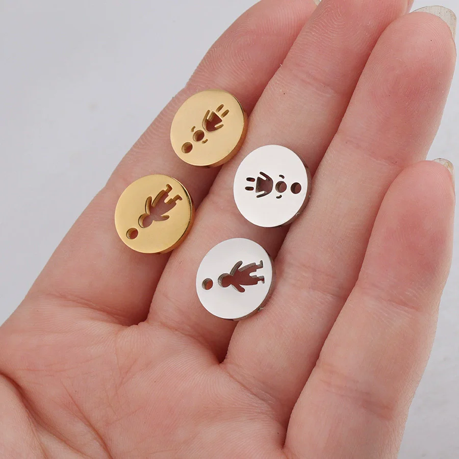 Jewelry Accessories Stainless Steel Round Hollow Humanshaped Fine Polishing Glossy Pendant For Boys And Girls - Image 2