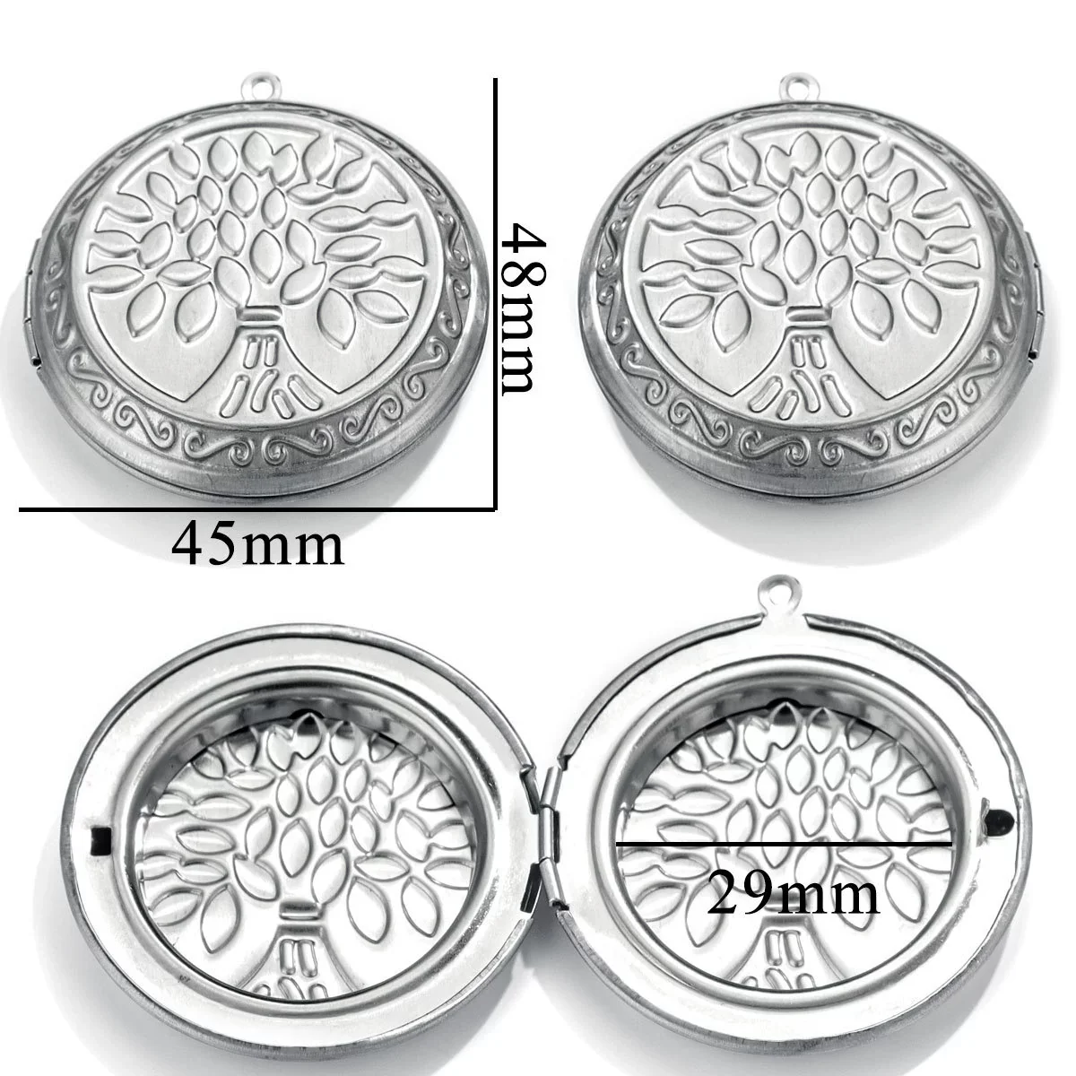 Jewelry Accessories Stainless Steel Round Photo Box Pendant Vintage Embossed Pattern 18K Electroplated - Image 16