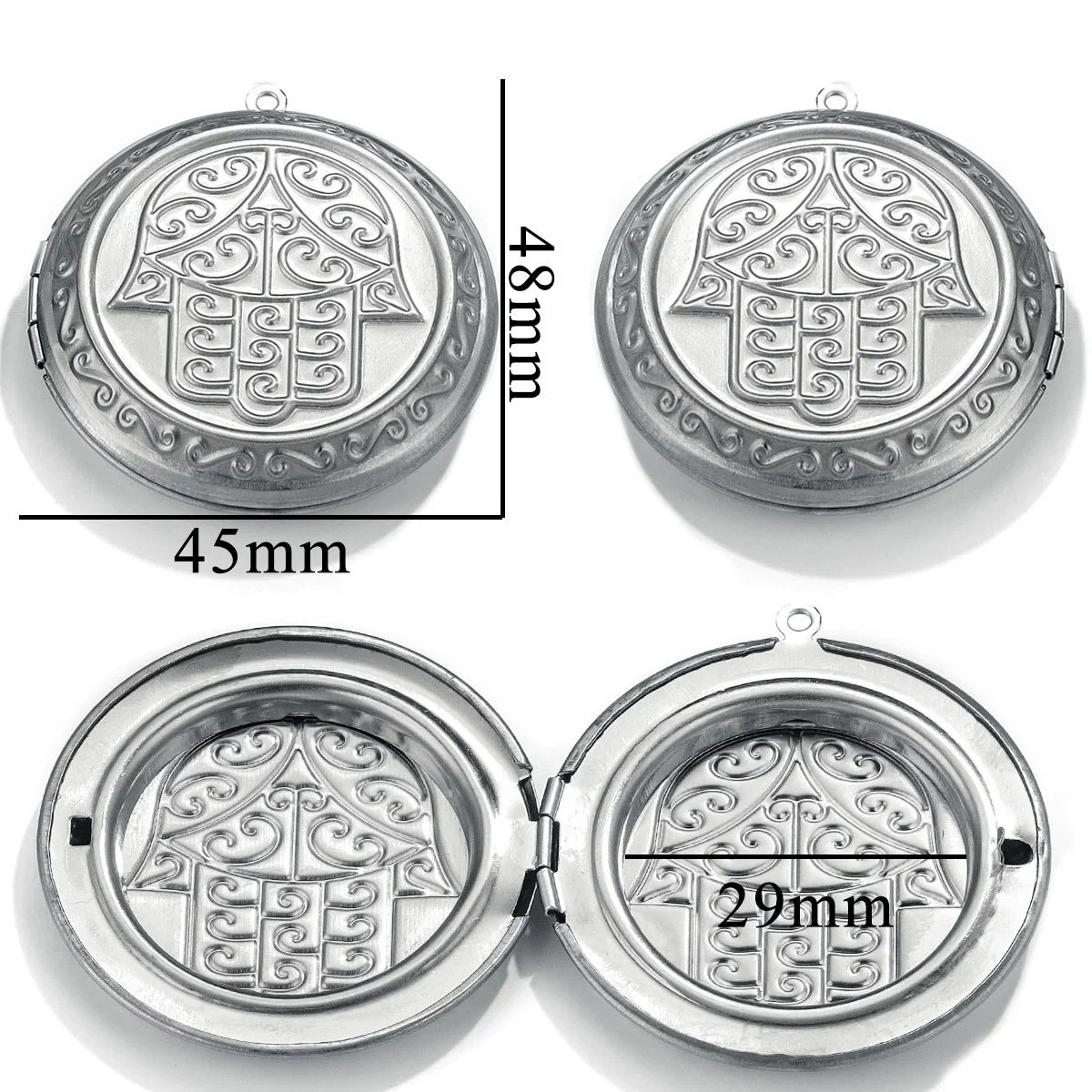 Jewelry Accessories Stainless Steel Round Photo Box Pendant Vintage Embossed Pattern 18K Electroplated - Image 17