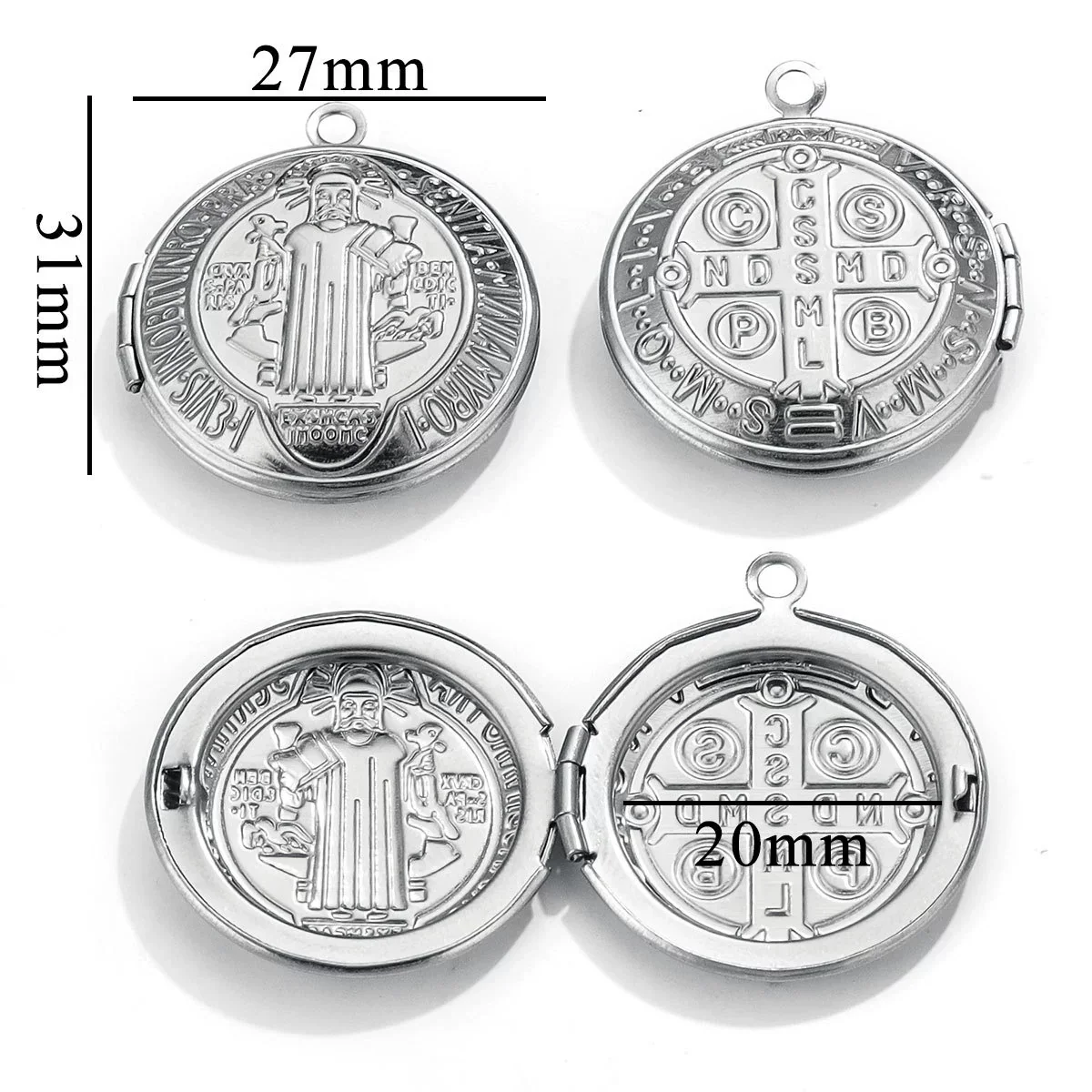 Jewelry Accessories Stainless Steel Round Photo Box Pendant Vintage Embossed Pattern 18K Electroplated - Image 25