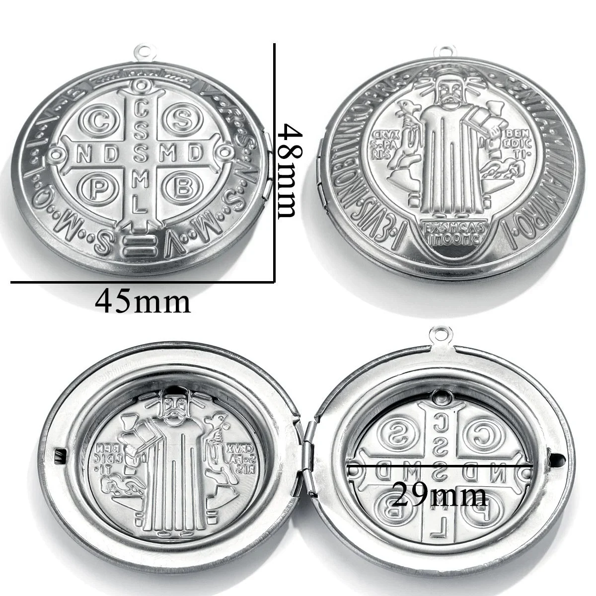 Jewelry Accessories Stainless Steel Round Photo Box Pendant Vintage Embossed Pattern 18K Electroplated - Image 27
