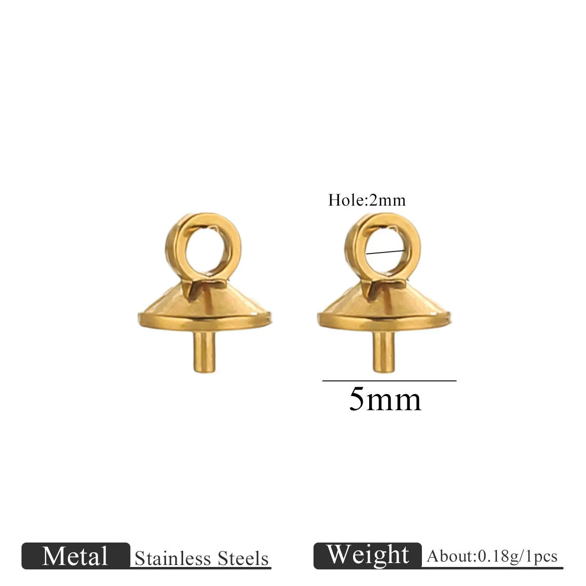 Jewelry Accessories Stainless Steel Vacuum Goldplated Round Bead Cap Pearl Pendant Sheep Eye Cap - Image 8