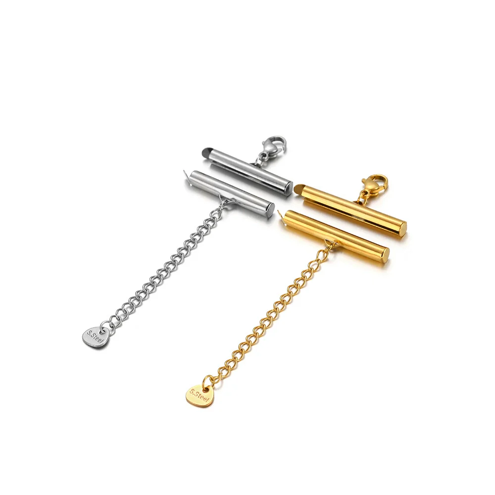 Jewelry Accessories Stainless Steel Vacuum Plated Bead Chain Pipe Buckle Connector Glossy Geometric Literary And Artistic - Image 2