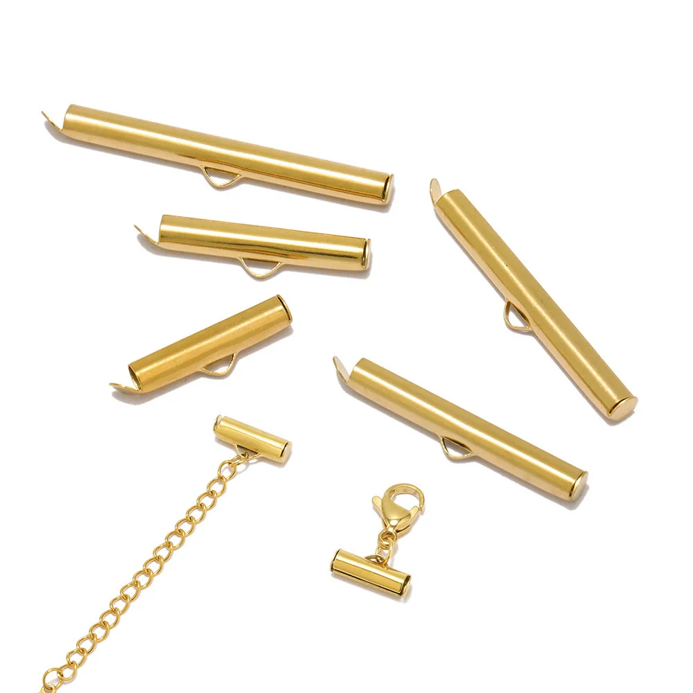 Jewelry Accessories Stainless Steel Vacuum Plated Bead Chain Pipe Buckle Connector Glossy Geometric Literary And Artistic - Image 3