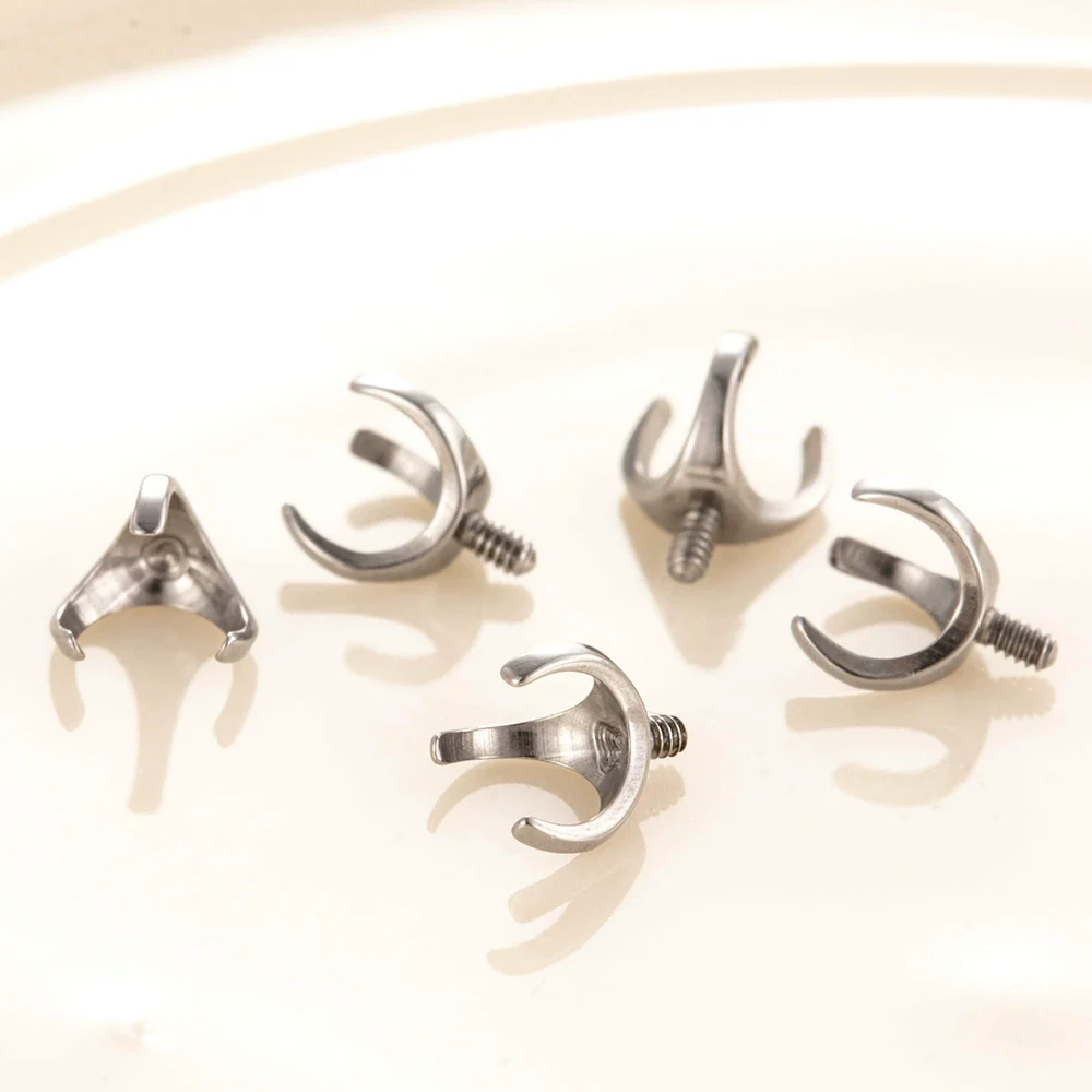 Jewelry Accessories Titanium Alloy Threejaw Card Ball Emptyholder Fashion Geometric Polishing Diy Ear Nail Puncture - Image 3
