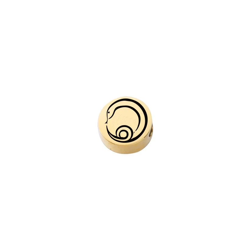 Jewelry Accessories Titanium Steel And Stainless Steel 12 Zodiac Round Hole Bead Spacer Bead Pendant Mirror Polished Laser Positioning Electroplated - Image 10