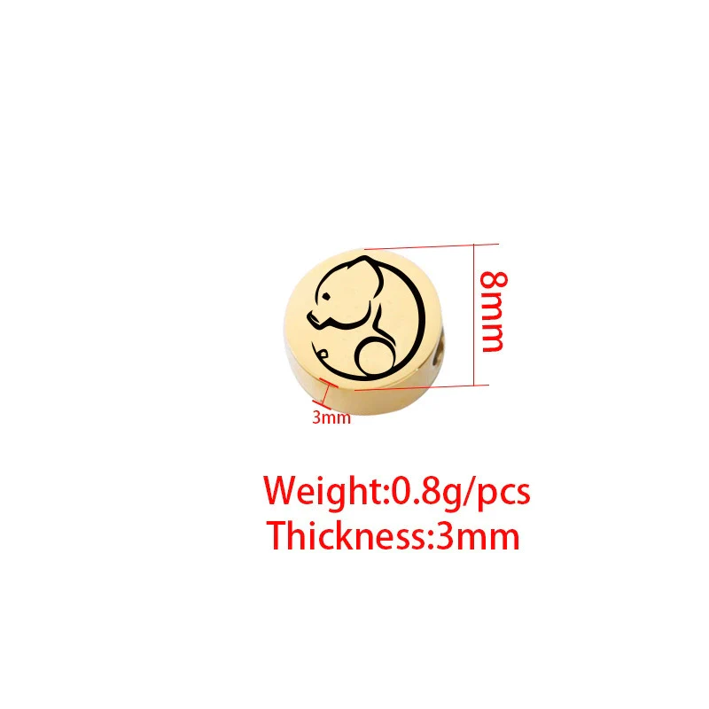 Jewelry Accessories Titanium Steel And Stainless Steel 12 Zodiac Round Hole Bead Spacer Bead Pendant Mirror Polished Laser Positioning Electroplated - Image 3