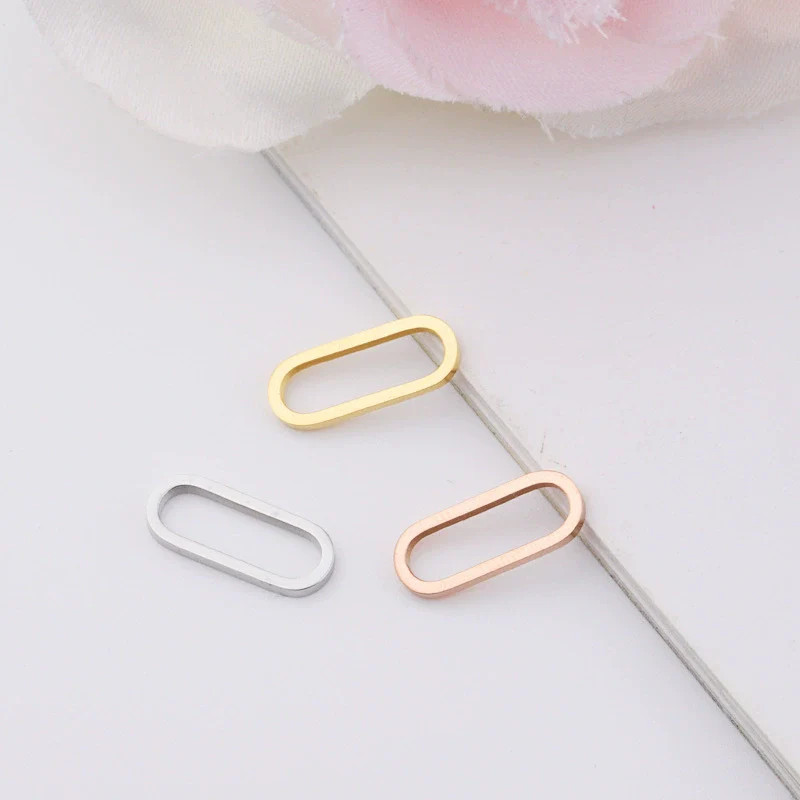 Jewelry Accessories Titanium Steel Eggshaped Geometric Flat Buckle Earrings And Oval Ring With Fine Polishing