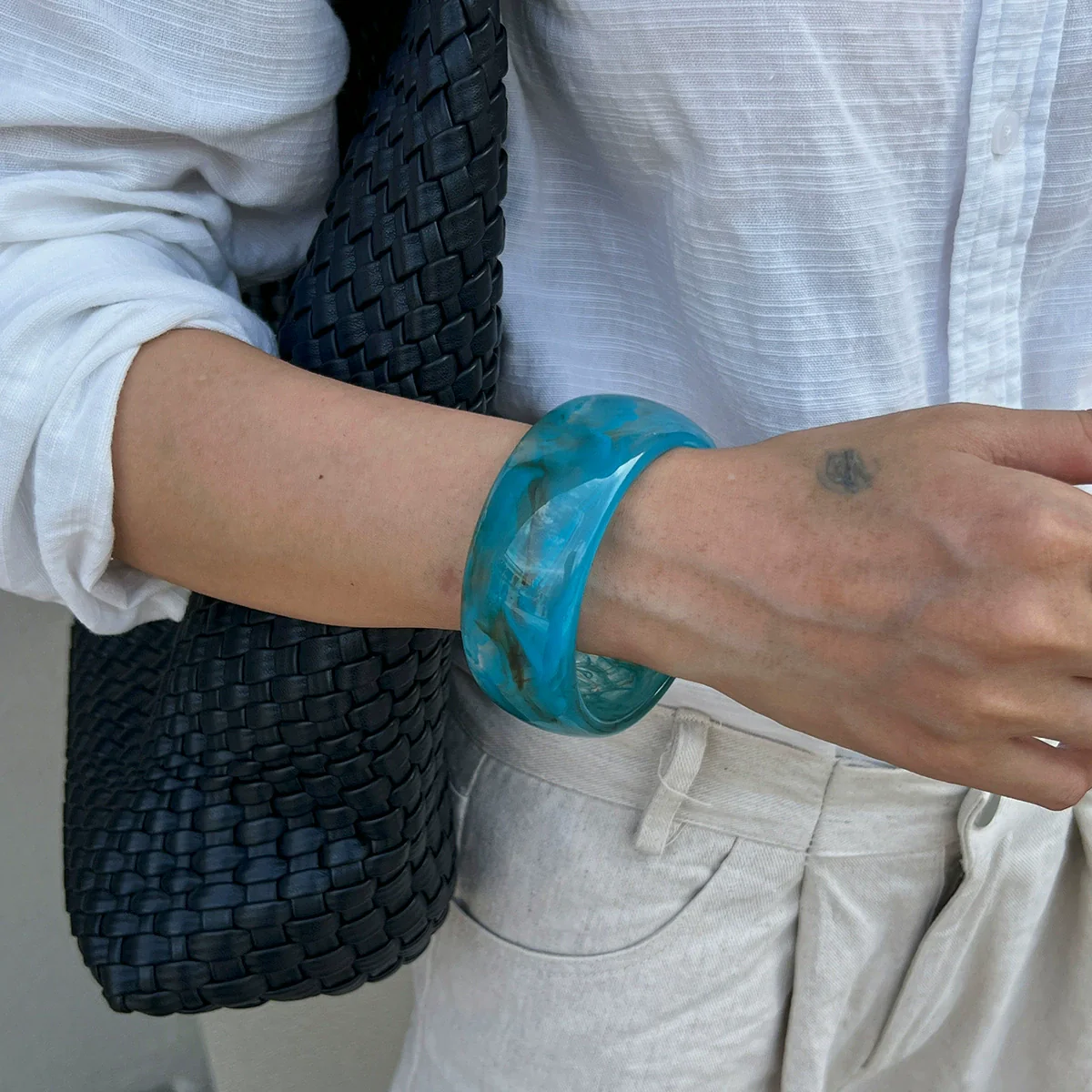 Jewelry Acrylic Exaggerated Ins Geometric Handmade Round Transparent Sequin Bracelet - Image 7