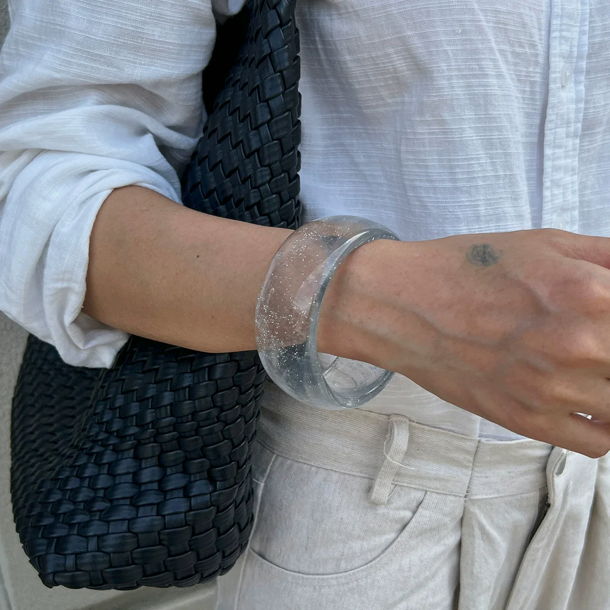 Jewelry Acrylic Exaggerated Ins Geometric Handmade Round Transparent Sequin Bracelet - Image 8