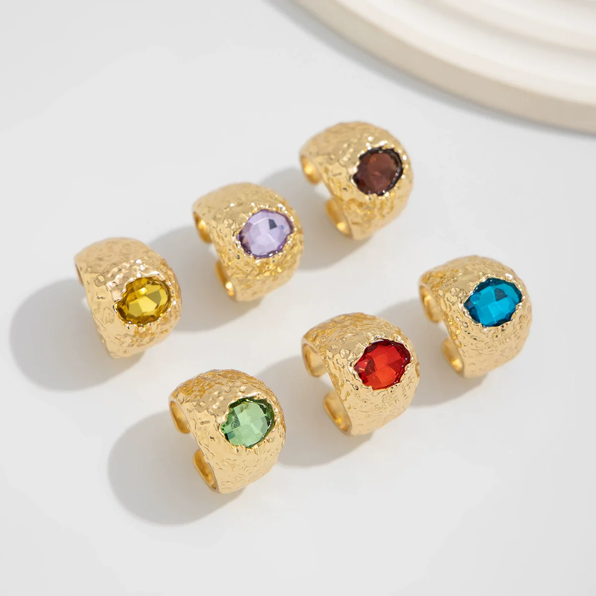 Jewelry Alloy Acrylic Drill Geometric Electroplated Ring For Women And Unisex - Image 4