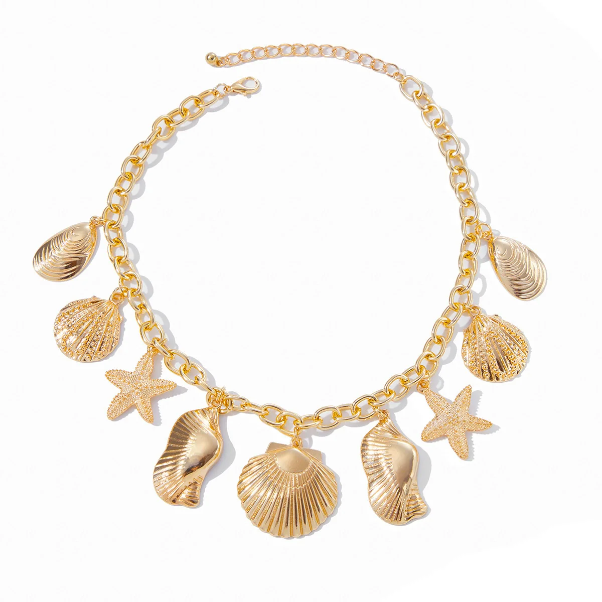 Jewelry Alloy Aluminum Clavicle Chain Starfish Scallop Pendant Geometric Vacation Style Electroplating - Image 5