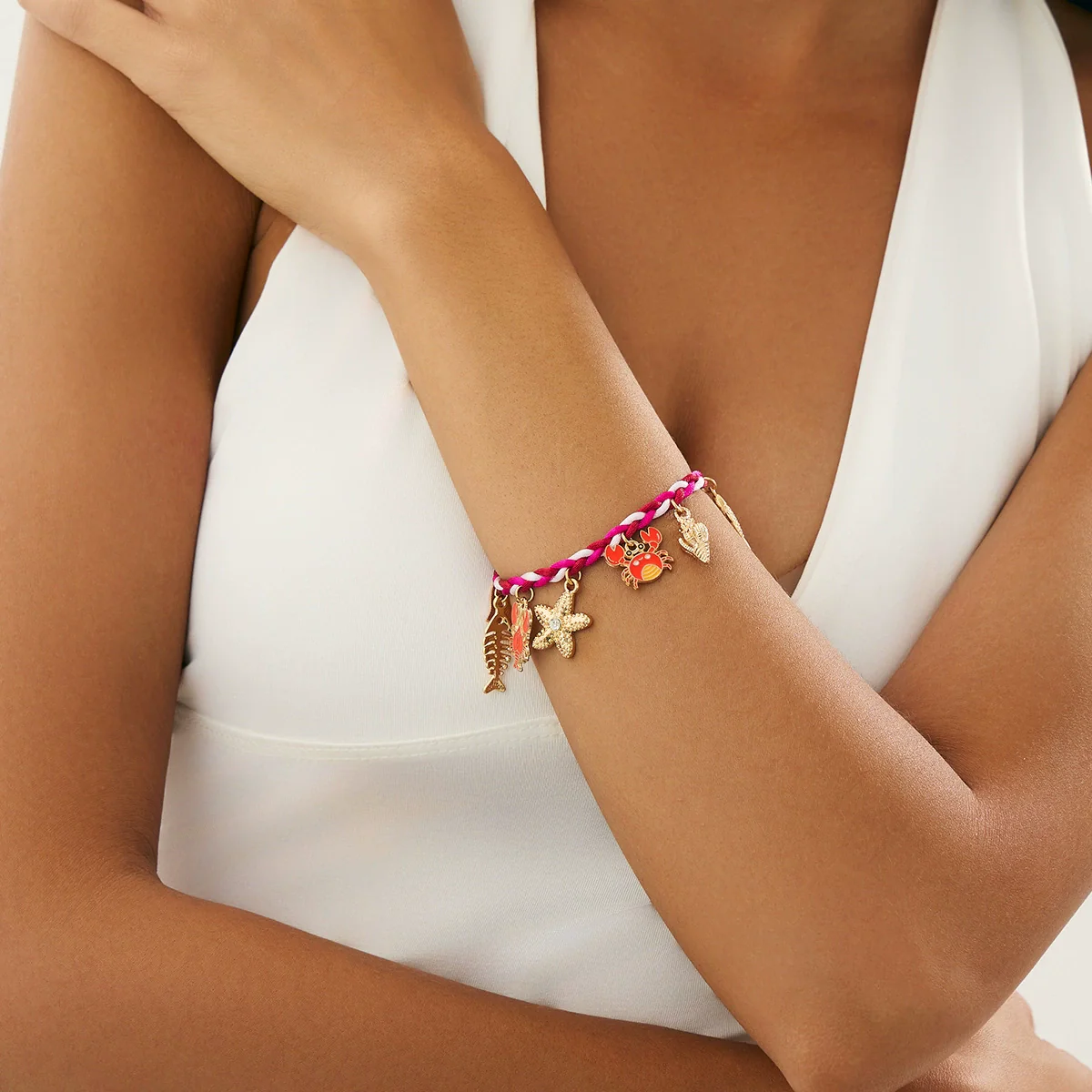 Jewelry Alloy Animal Zodiac Starfish Scallop Pendant Bracelet Electroplated For Women