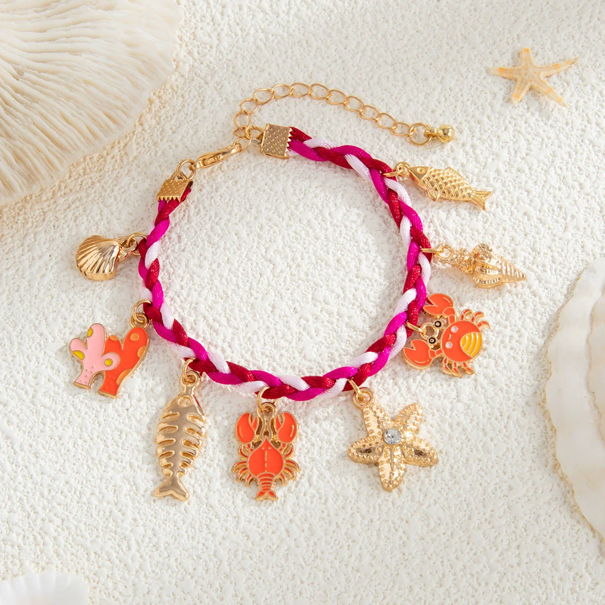 Jewelry Alloy Animal Zodiac Starfish Scallop Pendant Bracelet Electroplated For Women - Image 4