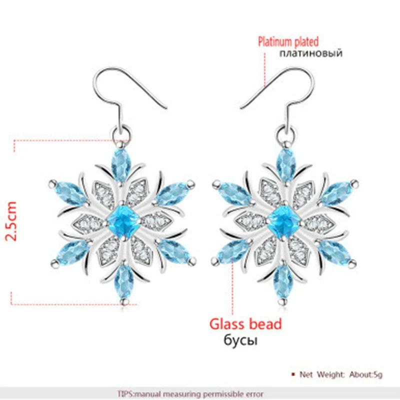 Jewelry Alloy Aqua Blue Snowflake Geometric Light Luxury Style - Image 2