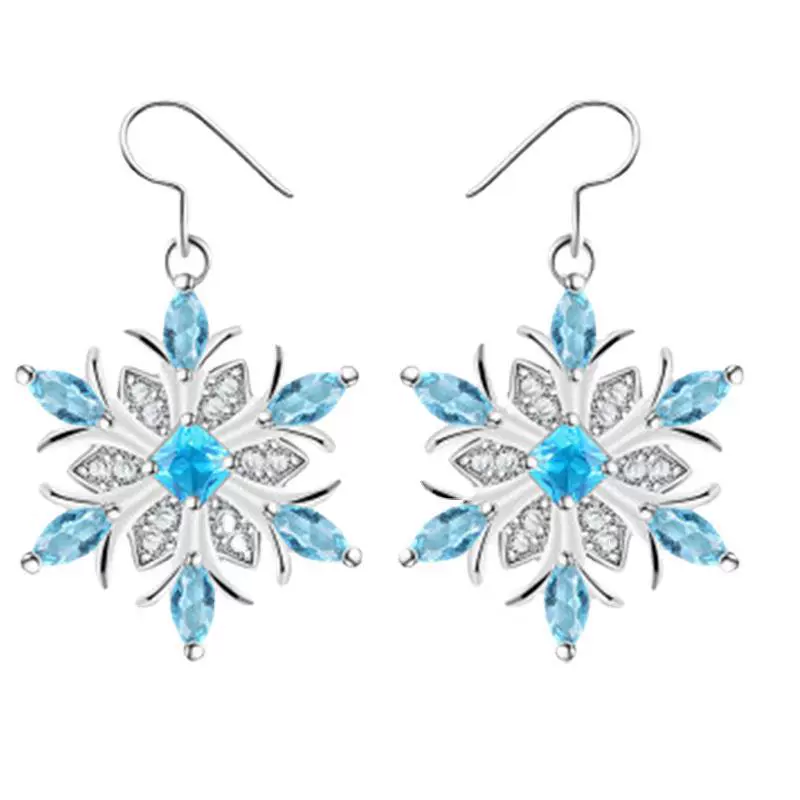 Jewelry Alloy Aqua Blue Snowflake Geometric Light Luxury Style - Image 5