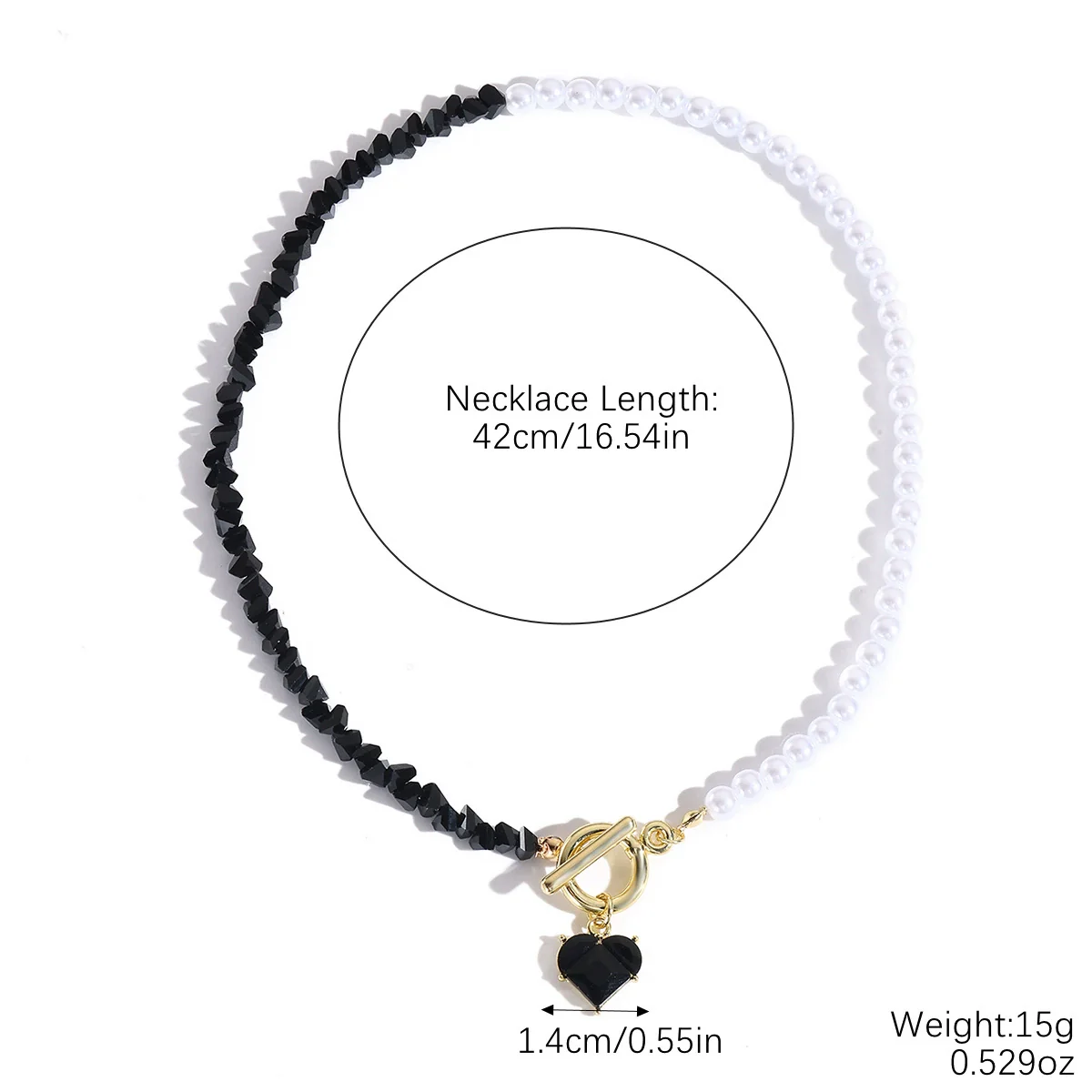 Jewelry Alloy Artificial Crystal Geometric Heart Handmade Pendant Clavicle Chain For Women - Image 8