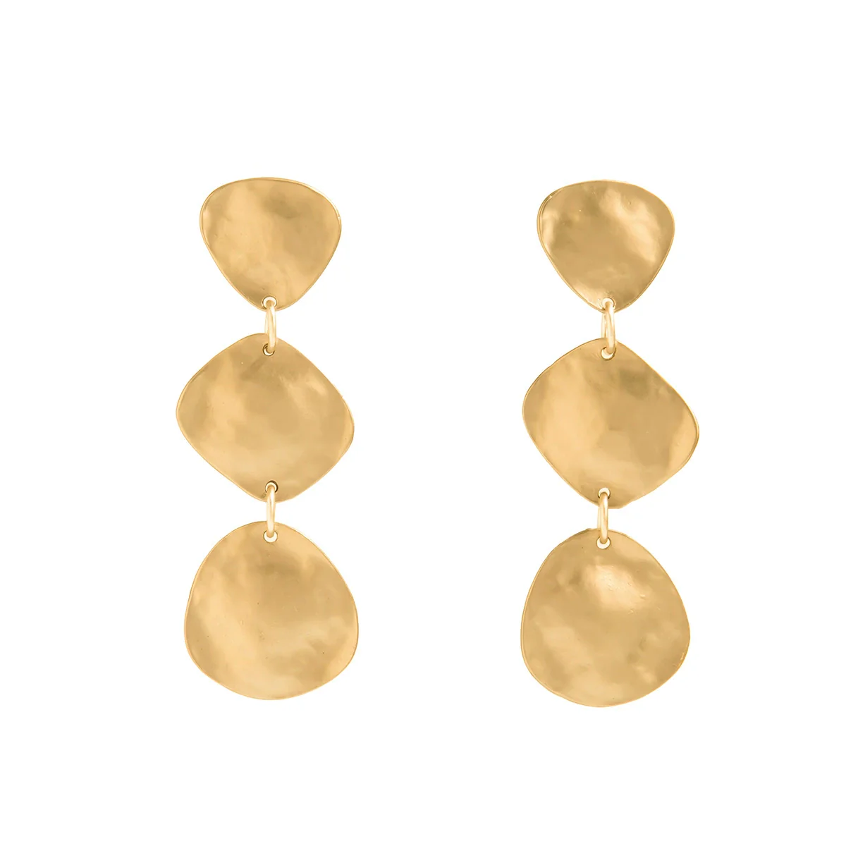 Jewelry Alloy Asymmetrical Geometric Oval Bow Pleated Cut Out Electroplated Earrings For Women - Image 5