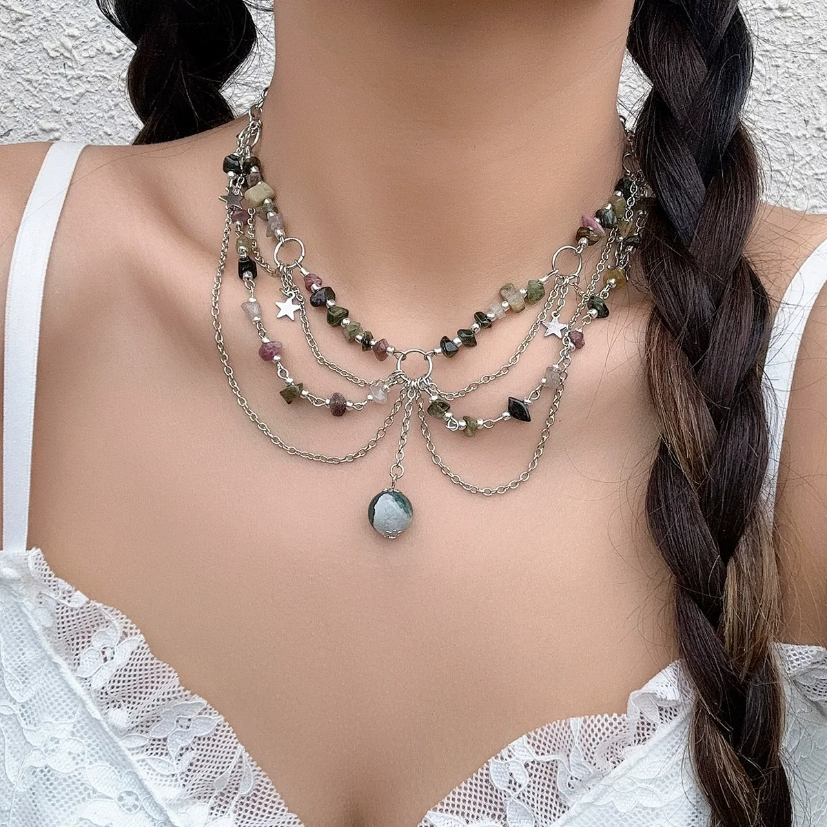 Jewelry Alloy Ball Chain Butterfly Zodiac Geometric Dripping Oil Women's Necklace - Image 6