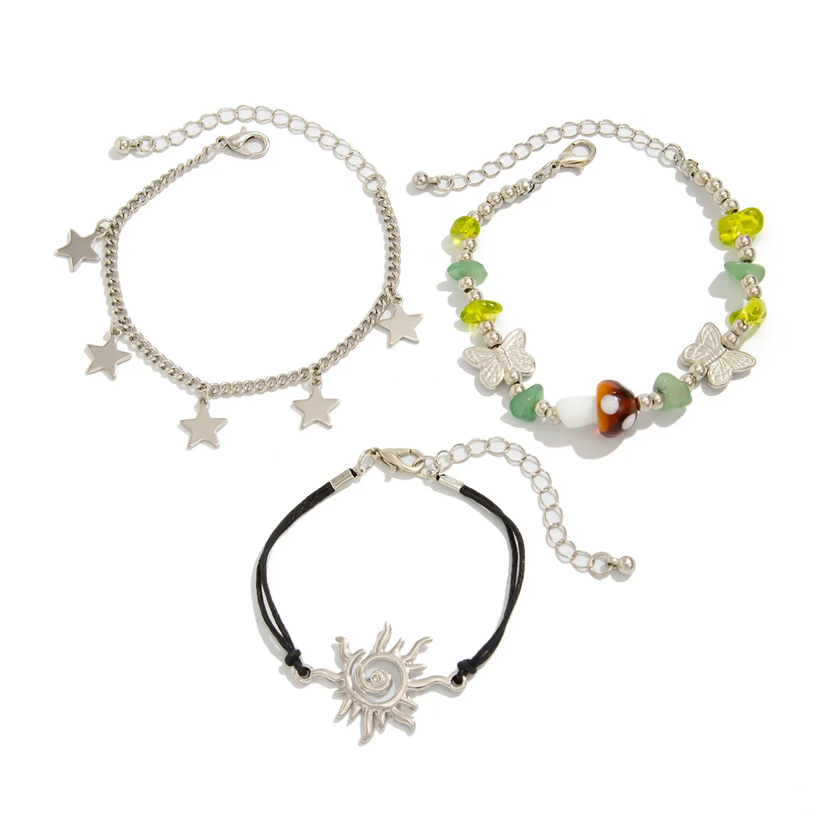 Jewelry Alloy Beaded Bracelet With Mushroom Butterfly Pendant Animal Zodiac Star Geometric Electroplating For Women - Image 5