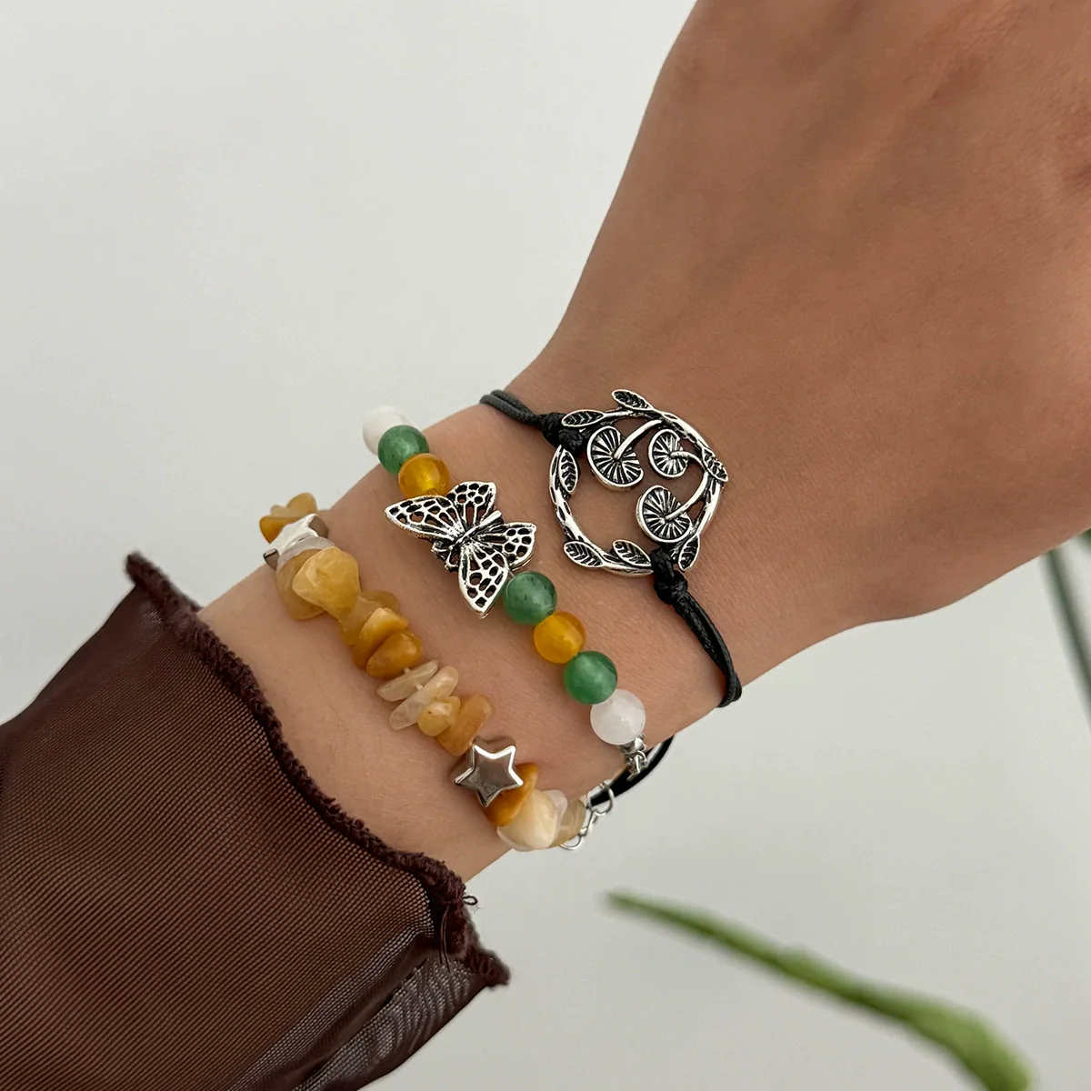 Jewelry Alloy Beaded Bracelet With Mushroom Butterfly Pendant Animal Zodiac Star Geometric Electroplating For Women - Image 7