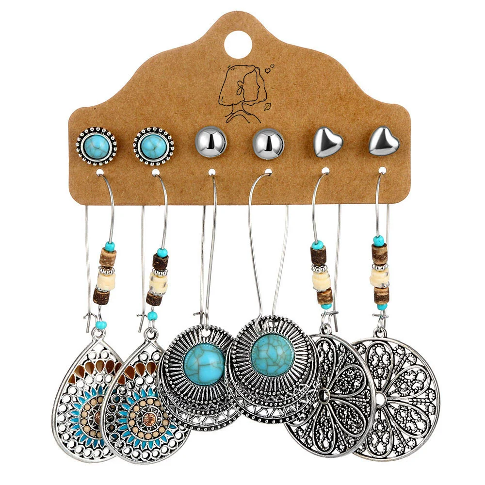 Jewelry Alloy Bohemian Style Geometric Electroplating Tassel With Pendant Earrings Set - Image 10