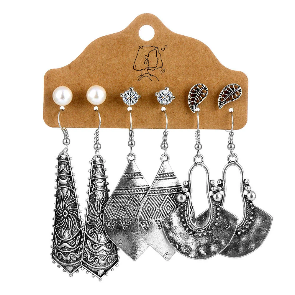 Jewelry Alloy Bohemian Style Geometric Electroplating Tassel With Pendant Earrings Set - Image 12