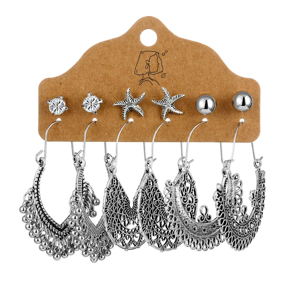 Jewelry Alloy Bohemian Style Geometric Electroplating Tassel With Pendant Earrings Set - Image 13