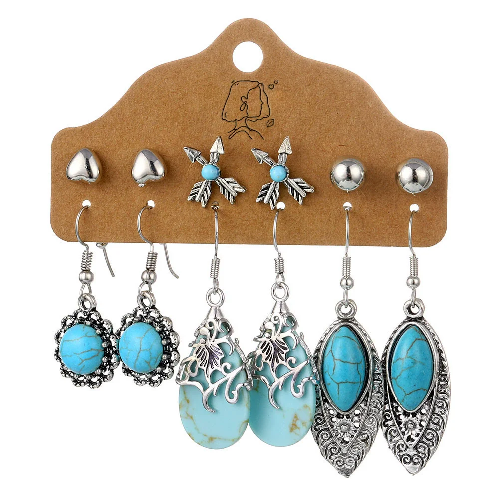 Jewelry Alloy Bohemian Style Geometric Electroplating Tassel With Pendant Earrings Set - Image 6