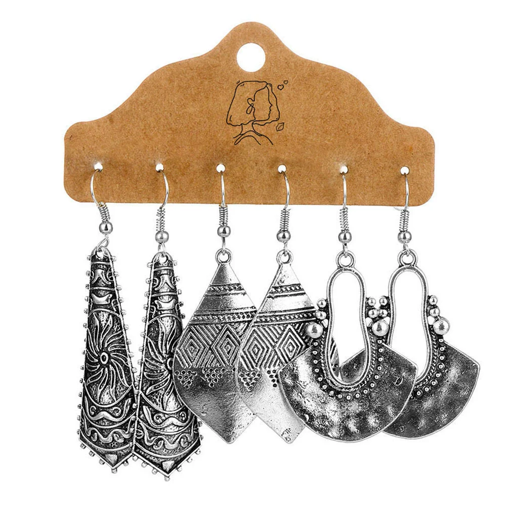 Jewelry Alloy Bohemian Style Geometric Electroplating Tassel With Pendant Earrings Set - Image 8