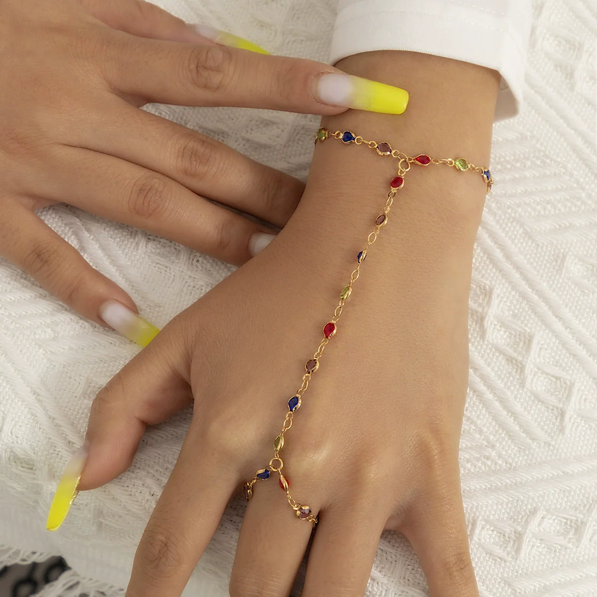Jewelry Alloy Bohemian Style Geometric Eye Finger Bracelet For Women Electroplated