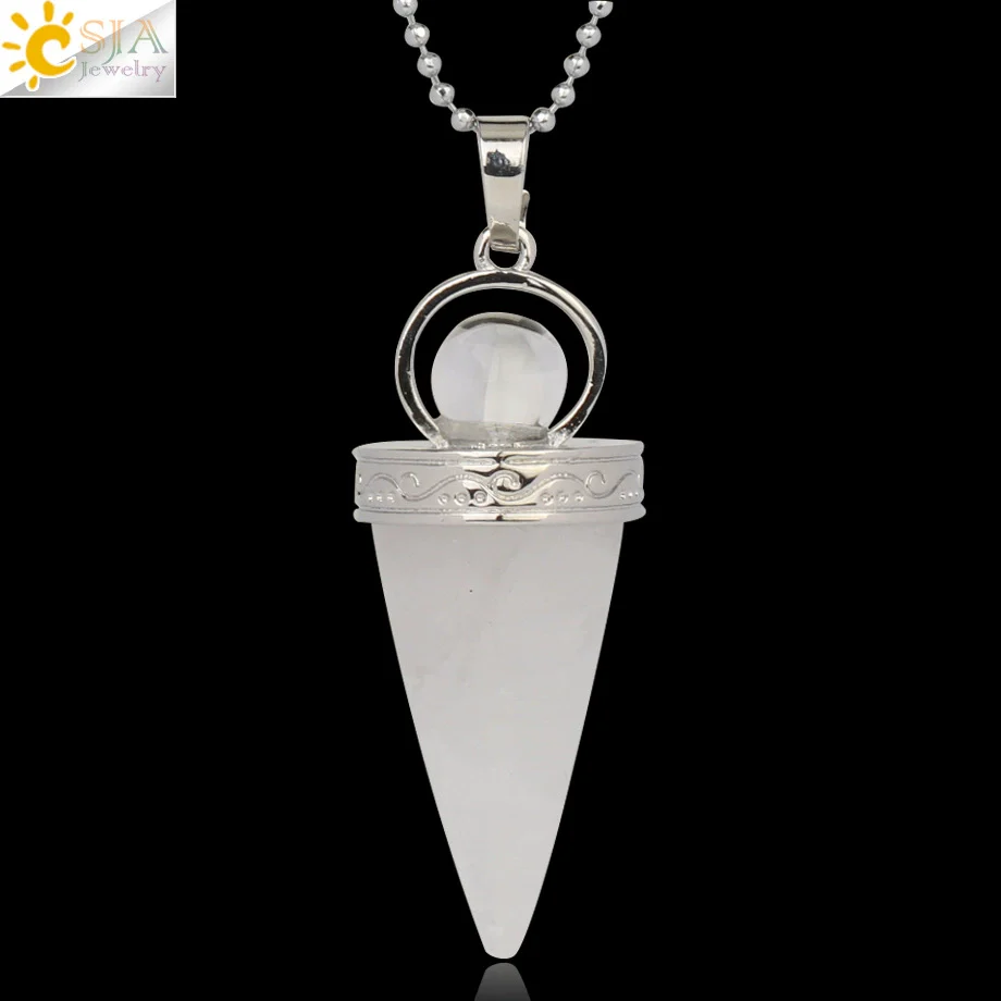 Jewelry Alloy Cone Natural Amethyst Pendant Necklace Minimalist Style - Image 10